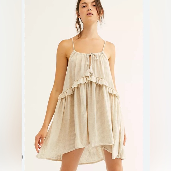 Free People Beach Rosaline Hi-Low Tunic Dress in Tan (M) EUC - Picture 2 of 6
